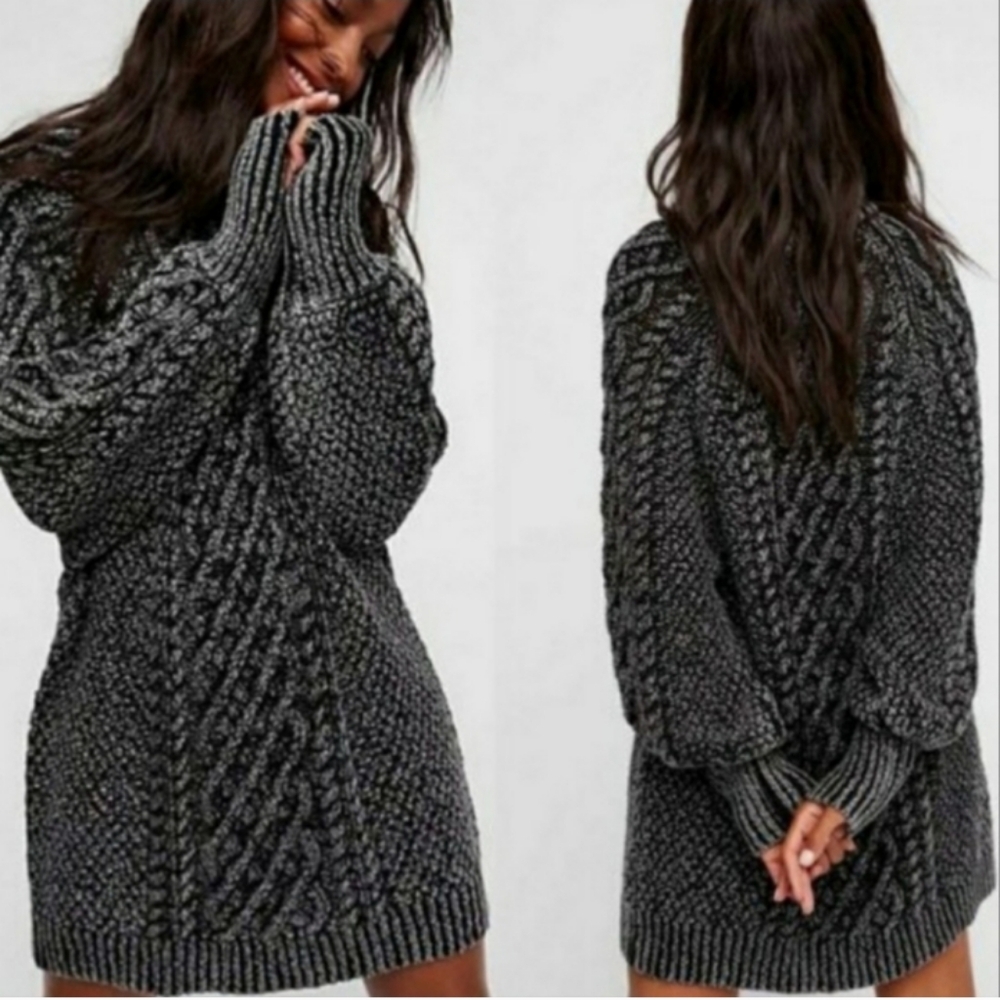 Rare Free People Chunky Cable Knit Sweater Dress Medium